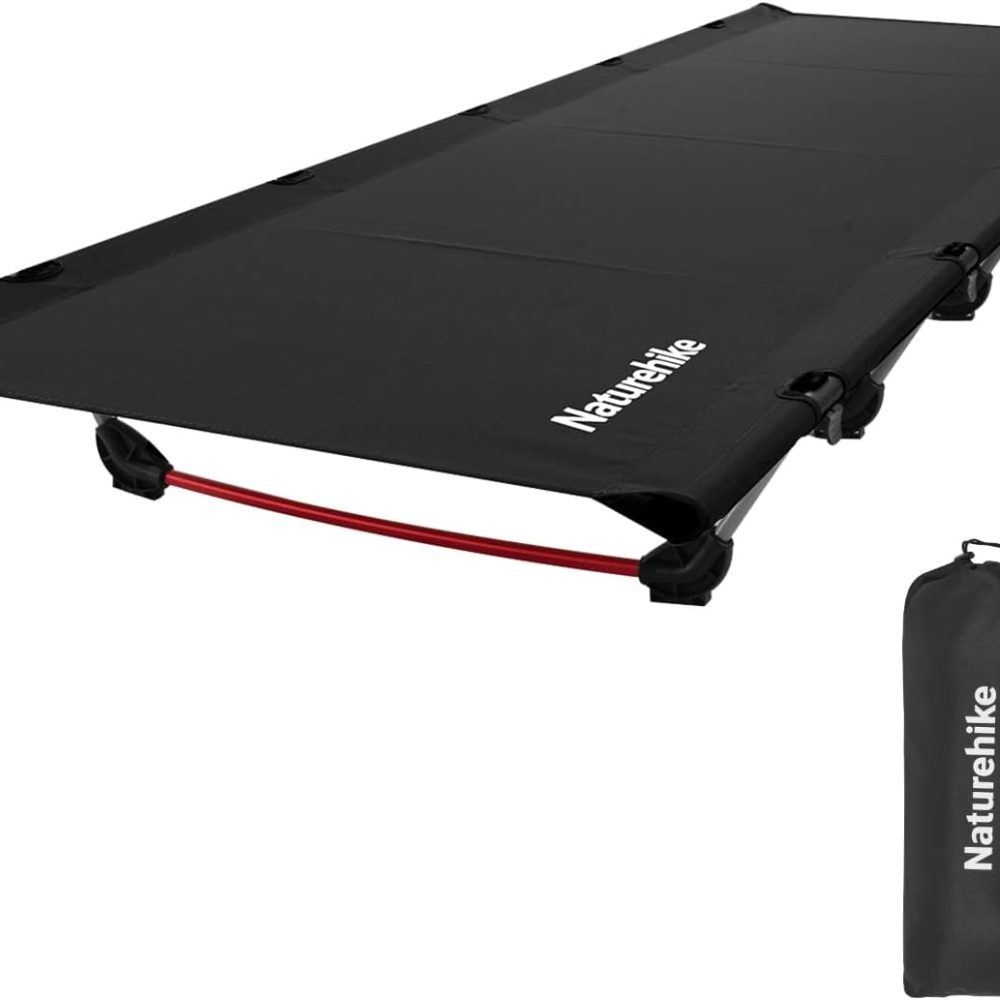 Naturehike GreenWild Camping Cot, Ultralight Folding Backpacking Cot, Supports 330lbs, Portable Camping Bed for Adults for Camping Hiking Travel Home, Black