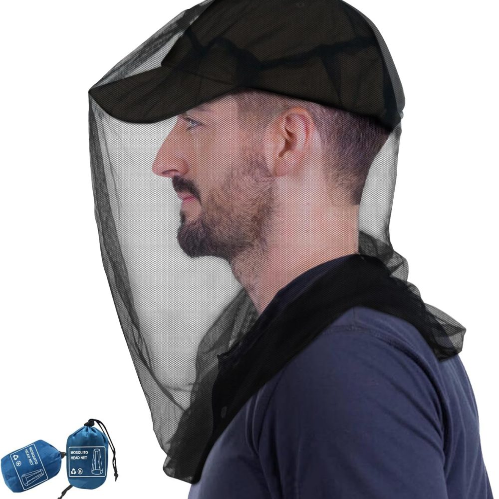 South to East Premium Mosquito Head Net for Insect, 2 Pack, Fly & Bug Protection | Ultra Large & Long, Extra Fine Holes for Camping, Hiking, Fishing, Gardening, Safari, Fits All Hats for Men & Women